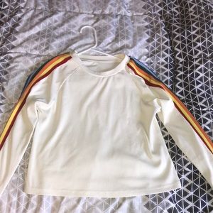 long sleeve rainbow color block tee